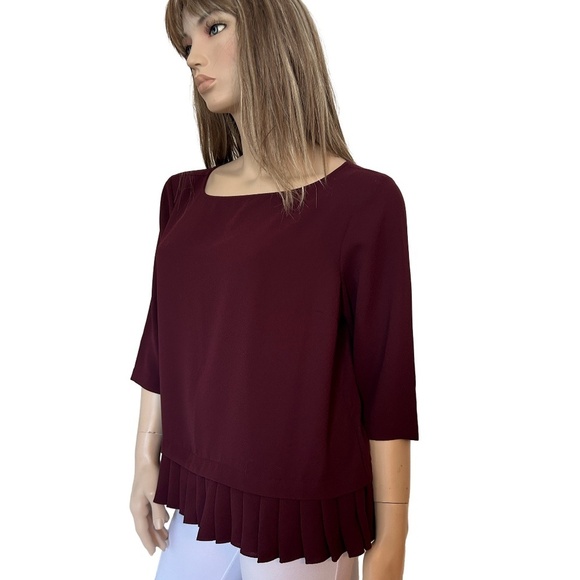 J. Jill Blouse Top Shirt Tunic Pinot Colour Versatile ΒΎ Sleeve Pleated Flounce - Picture 4 of 12